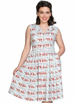 Banned Sail Away 40's Swing Dress Blue