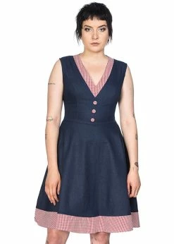 Banned Diner Days 50's Swing Dress Dark Blue