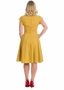 Banned Spot Perfection Polkadot 50's Swing Dress Mustard -succubu shop banned DR16505 spot perfection dress must 1 1024x1024