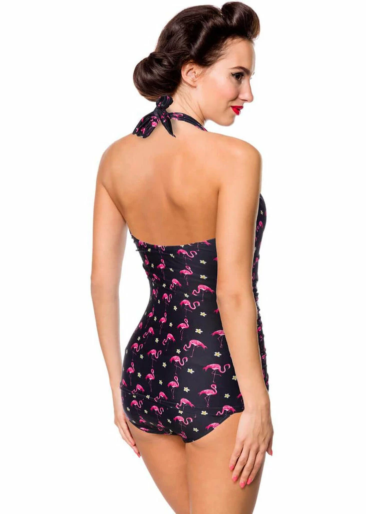 Belsira Flamingo 50's Bathing Suit Black Pink 2 Belsira Flamingo 50's Bathing Suit Black Pink - Image 2