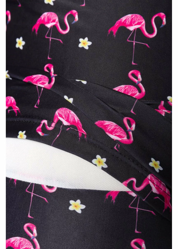 Belsira Flamingo 50's Bathing Suit Black Pink 3 Belsira Flamingo 50's Bathing Suit Black Pink - Image 3