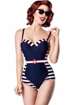 Belsira Nautical Bathing Suit Blue Red White