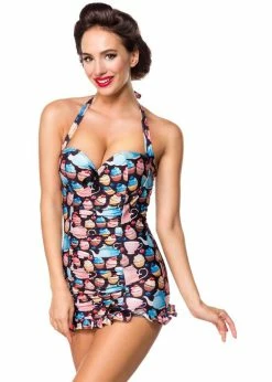 Belsira Molly Teacups 50's Bathingsuit Black Pink