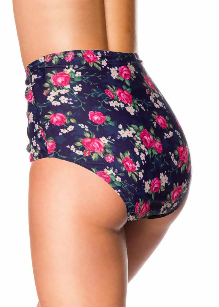 Belsira Vintage Flowers Bikini Bottom Blue - Image 3