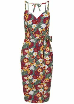 Bright & Beautiful Jayleen Tropical Floral 60's Pencil Dress Multi