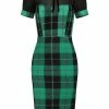 Collectif Mac Foliage Check 40's Pencil Dress Multi