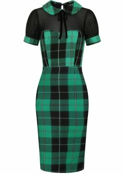 succubu shop 24 Collectif Mac Foliage Check 40's Pencil Dress Multi