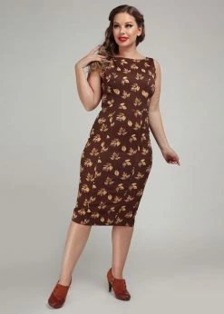Collectif Hepburn Fall Leaves 50's Pencil Dress Brown -succubu shop collectif AW200721A hepburn fall pencil dress brown 1 bcf027f1 2d1e 46a7 b060 255b6fcb5f26 1024x1024