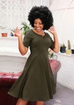 Collectif Barker 40's Swing Dress Green