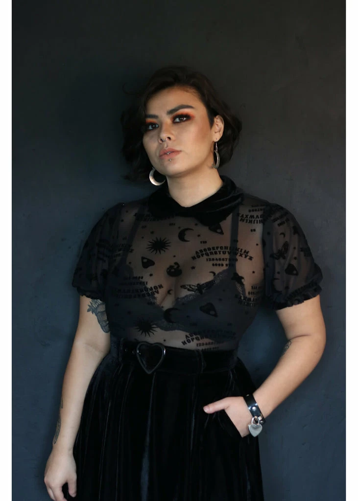 Collectif Ana Ouija Mesh 60's Skater Dress Black 4 Collectif Ana Ouija Mesh 60's Skater Dress Black - Image 4