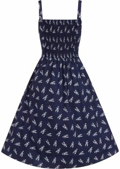 Collectif Kimberly Lobster 50's Swing Dress Navy -succubu shop collectif DS SS220803B kimberly lobster swing dress navy 2 1024x1024