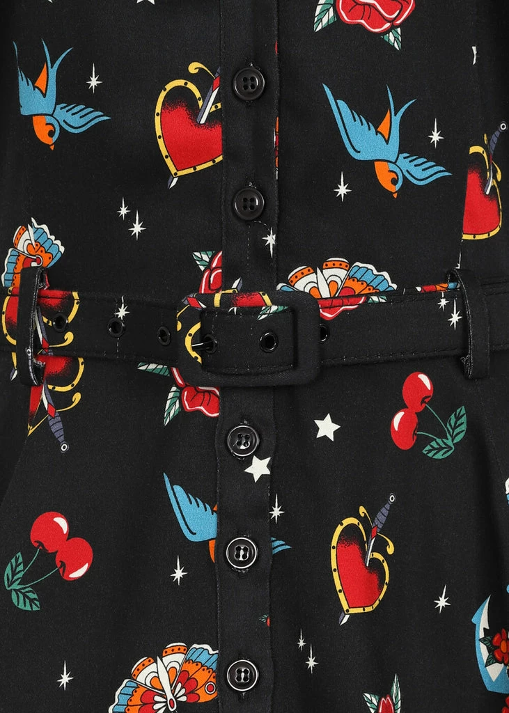 Collectif Caterina Old School 50's Swing Dress Black - Image 3