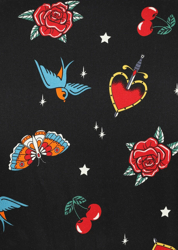 Collectif Caterina Old School 50's Swing Dress Black - Image 6