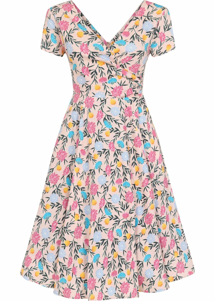 Collectif Maria Floral Whimsy 50's Swing Dress Pink