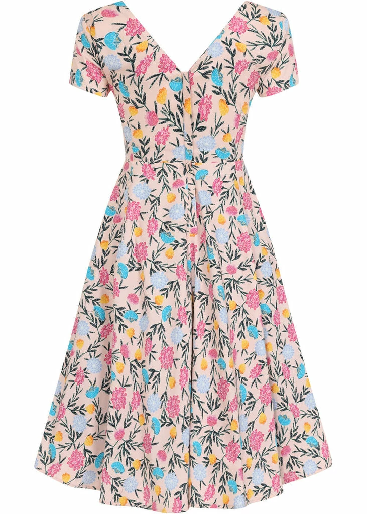 Collectif Maria Floral Whimsy 50's Swing Dress Pink - Image 4