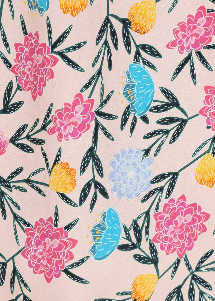 Collectif Maria Floral Whimsy 50's Swing Dress Pink - Image 5