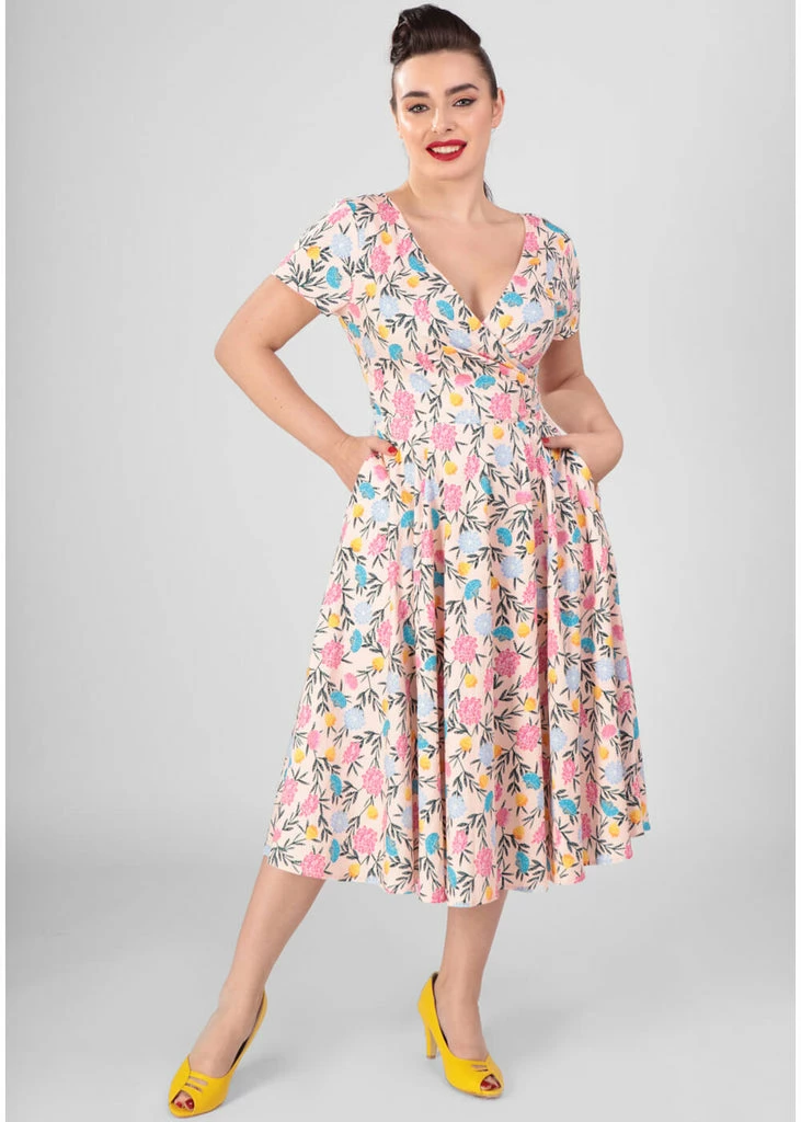 Collectif Maria Floral Whimsy 50's Swing Dress Pink - Image 2