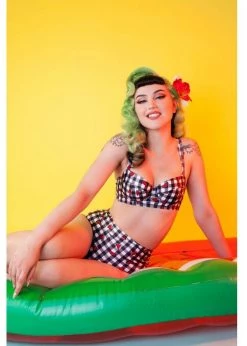 Collectif X Playful Promises Watermelon Gingham 50's Bikini Top