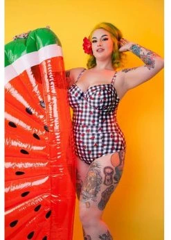 Collectif X Playful Promises Watermelon Gingham 50's One Piece Multi