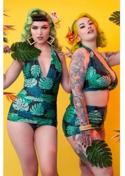 Collectif X Playful Promises Green Palm 50's Bikini Briefs Multi -succubu shop collectif PPCL017 green palm bikini brief multi 1 1024x1024