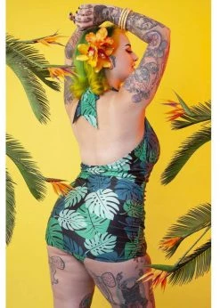 Collectif X Playful Promises Green Palm 50's Swimsuit Multi -succubu shop collectif PPCL018 green palm swimsuit multi 3 1024x1024