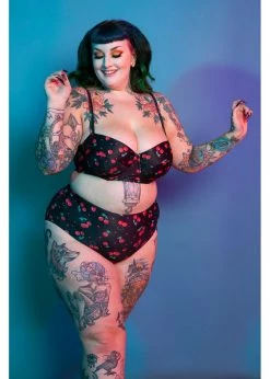 Collectif X Playful Promises Cherry Love 50's Bikini Briefs Black -succubu shop collectif PPCL022 cherry love bikini brief blk 2 1024x1024