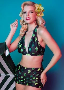 Collectif X Playful Promises Cactus 50's Bikini Top Black