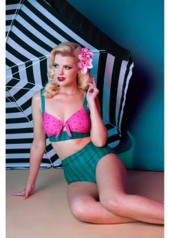 Collectif X Playful Promises Watermelon Knot 50's Bikini Briefs Pink Green