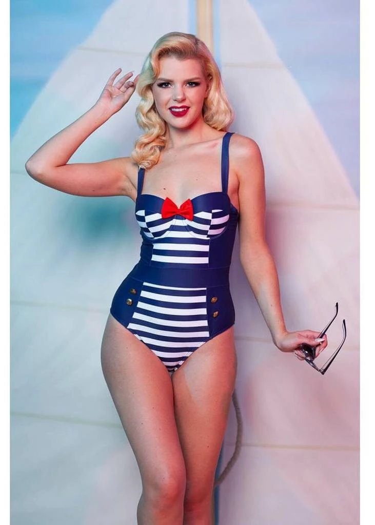 Collectif X Playful Promises Nautical 50's Swimsuit Multi 2 Collectif X Playful Promises Nautical 50's Swimsuit Multi - Image 2