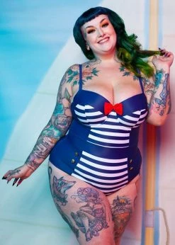 Collectif X Playful Promises Nautical 50's Swimsuit Multi