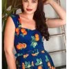 Collectif Jill Oranges 50's Swing Dress Navy