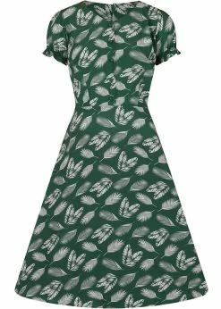 Collectif Misty Leafy Green 50's Swing Dress Green