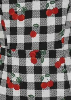 Collectif Kiana Gingham Cherries 50's Pencil Dress Black -succubu shop collectif SS210706C kiana gingham cherries dress blk 2 1024x1024