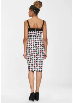 Collectif Kiana Gingham Cherries 50's Pencil Dress Black -succubu shop collectif SS210706C kiana gingham cherries dress blk 6 1024x1024