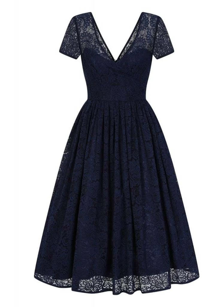 Collectif Nina Lace 50's Swing Dress Navy 2 Collectif Nina Lace 50's Swing Dress Navy - Image 2
