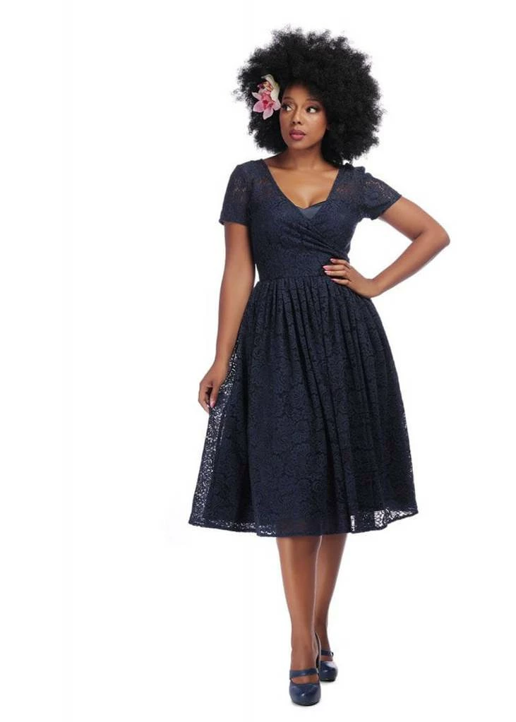 Collectif Nina Lace 50's Swing Dress Navy 6 Collectif Nina Lace 50's Swing Dress Navy - Image 6