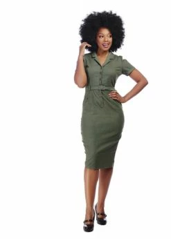 Collectif Caterina Vintage 40's Pencil Dress Olive -succubu shop collectif vss160705bc caterina vin pencil dress olive 4 1024x1024