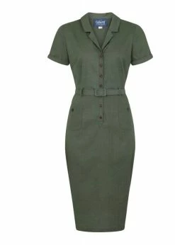 Collectif Caterina Vintage 40's Pencil Dress Olive -succubu shop collectif vss160705bc caterina vin pencil dress olive 5 1024x1024