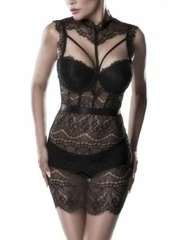 Grey Velvet Tess Lace Set Black