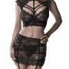 Grey Velvet Lizzy Lace Set Black