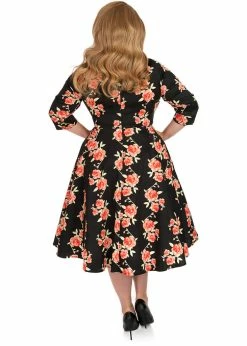 Hearts & Roses Juliet Roses 50's Swing Dress Black -succubu shop hearts roses 219 juliet dress blk 0 1024x1024