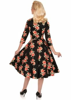 Hearts & Roses Juliet Roses 50's Swing Dress Black -succubu shop hearts roses 219 juliet dress blk 2 1024x1024