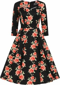 Hearts & Roses Juliet Roses 50's Swing Dress Black -succubu shop hearts roses 219 juliet dress blk 4 1024x1024