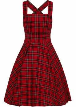 Hell Bunny Irvine Tartan 60's Pinafore Dress Red