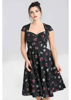 succubu shop 22 Hell Bunny Petals Hearts 50's Swing Dress Black