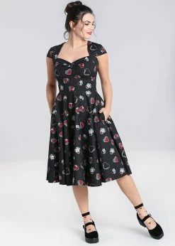 Hell Bunny Petals Hearts 50's Swing Dress Black -succubu shop hell bunny HLB40166 petals swing dress blk 1 1024x1024