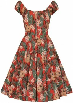 Hell Bunny Ukulele 50's Swing Dress Orange -succubu shop hell bunny HLB40174 ukulele swing dress org 5 1024x1024