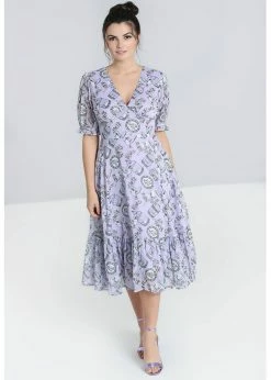 succubu shop 10 Hell Bunny Willow Sparrow Birdcage 70's Midi Dress Lavender