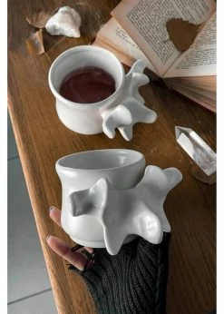 succubu shop 18 Killstar Ossuary Set 2 Stackable Mugs White