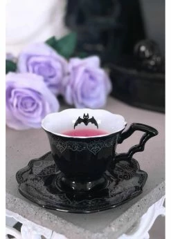Killstar After Midnight Tea Cup & Saucer Black
